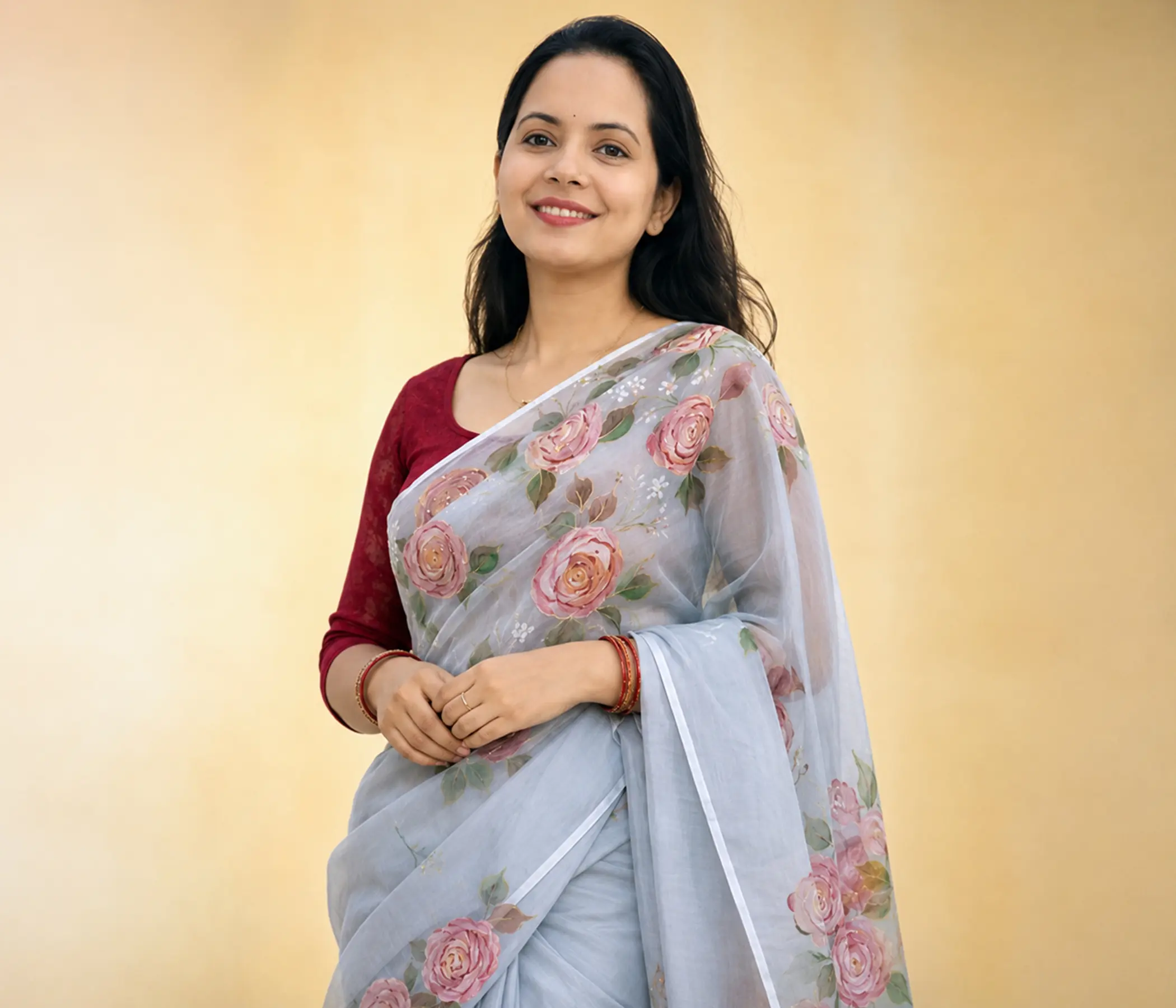 Custom Hand Painted Name Saree by Design Dhaga